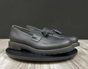 Naturino Coty Black Leather Tassel Loafers Mens Size 8 US Italian Dress Shoe NEW